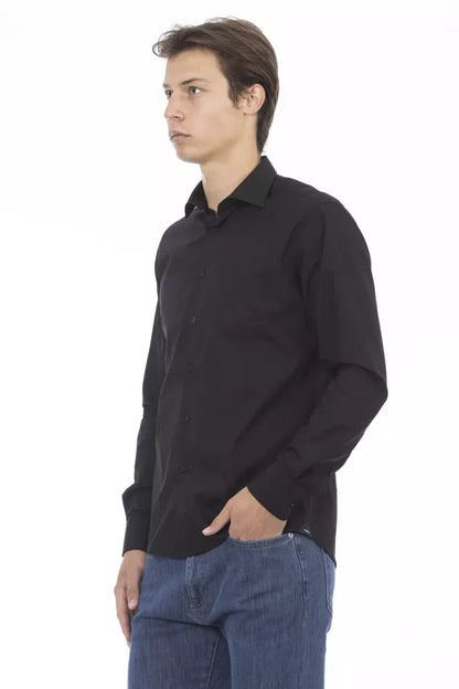 Camisa de algodón negra para hombre