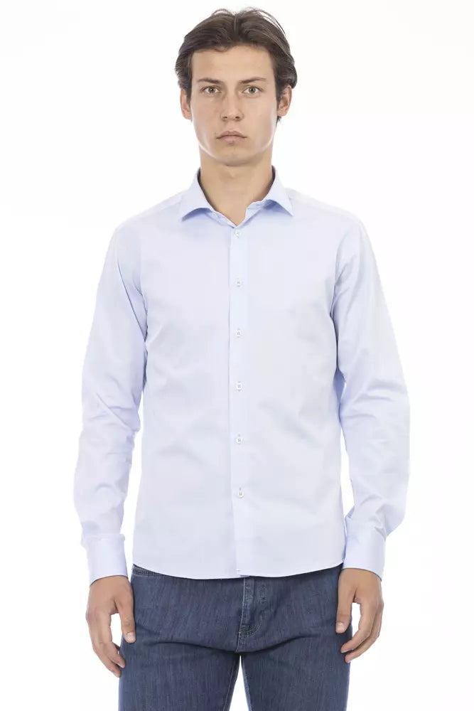 Camisa de algodón azul claro para hombre