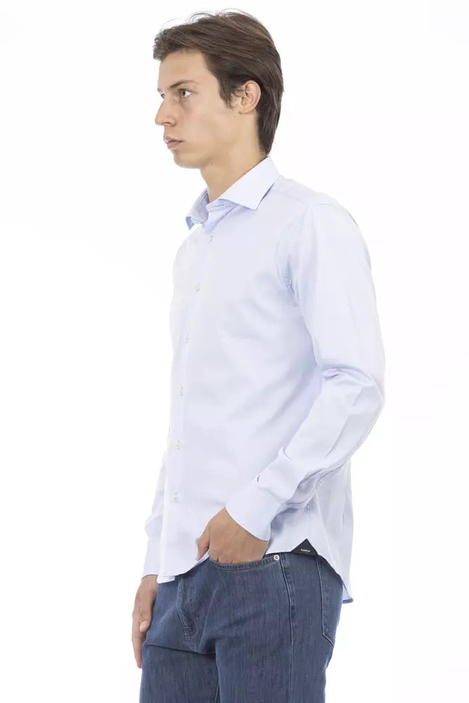 Camisa de algodón azul claro para hombre