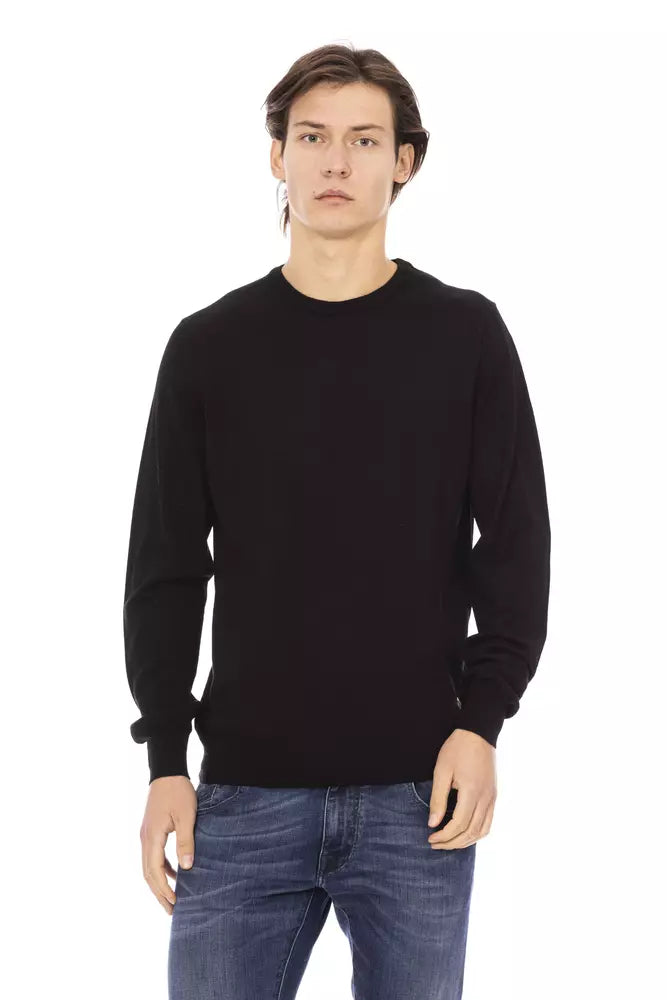 Black Fabric Men Sweater