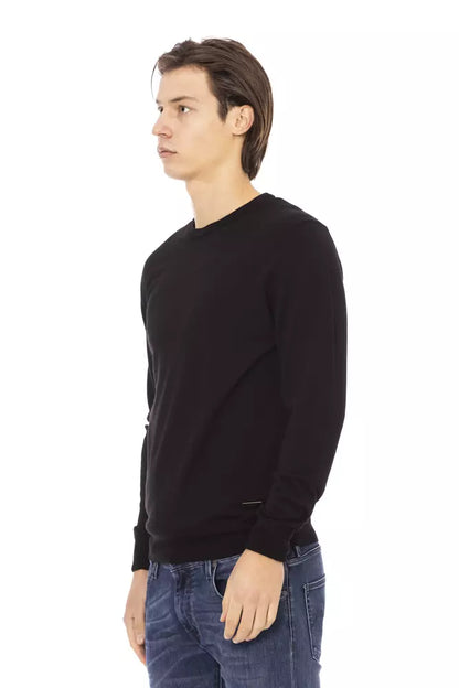 Black Fabric Men Sweater