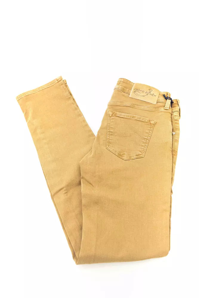 Beige Cotton Women Jean