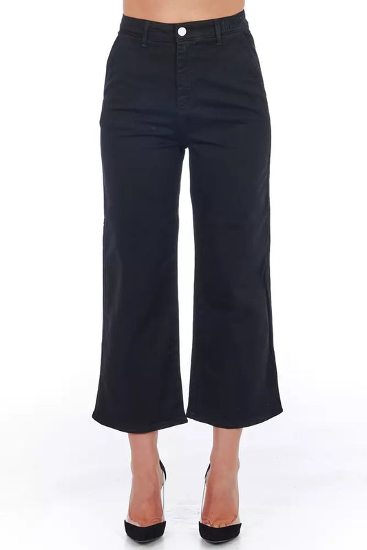 Pantalón cropped de algodón negro para mujer