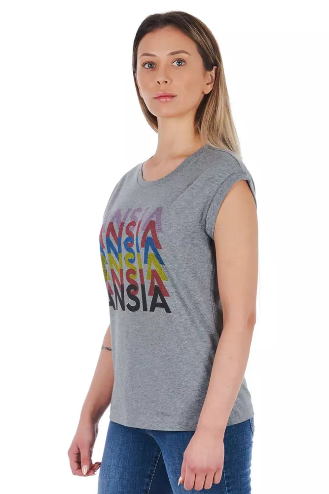 Gray Cotton Women T-Shirt