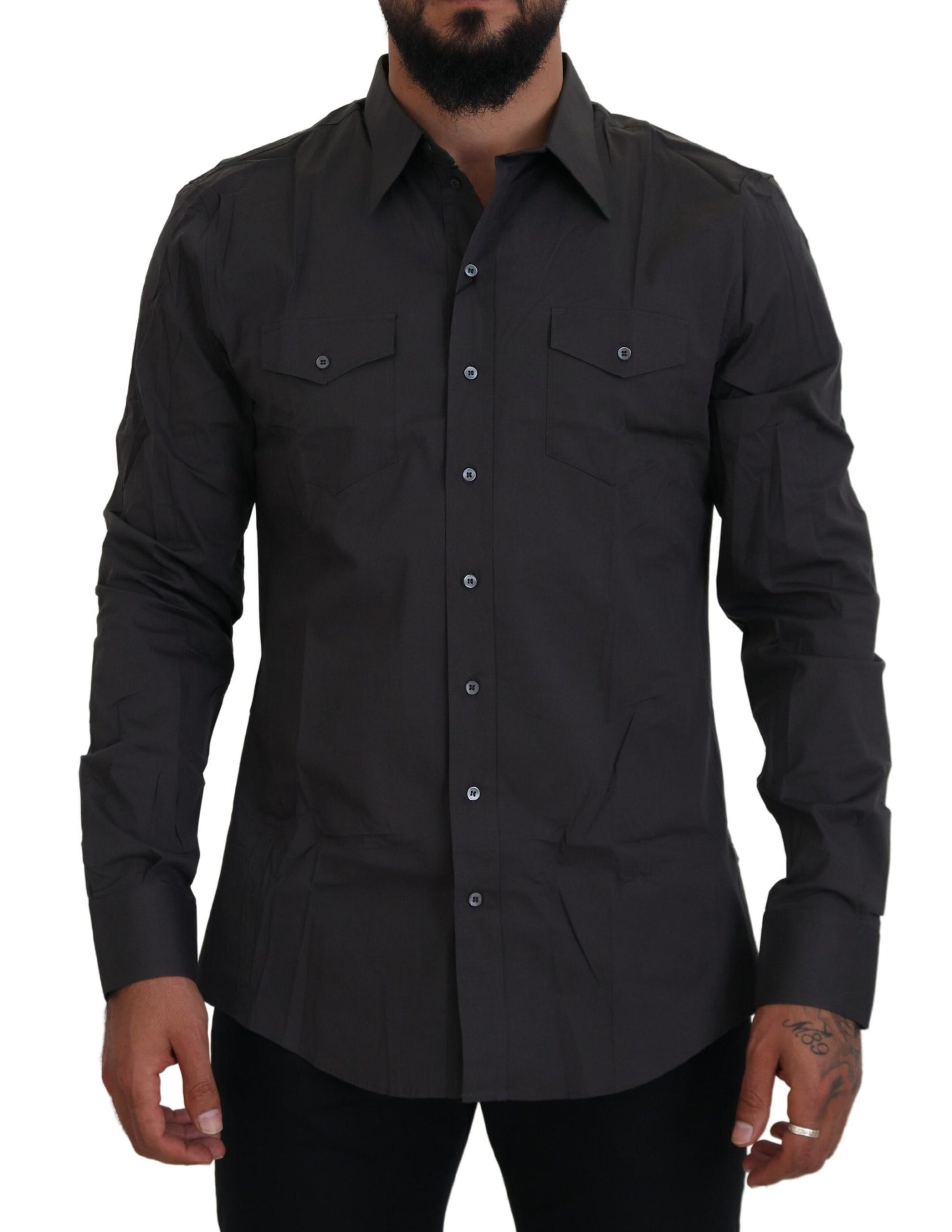 Camisa elegante de vestir entallada Sicilia gris