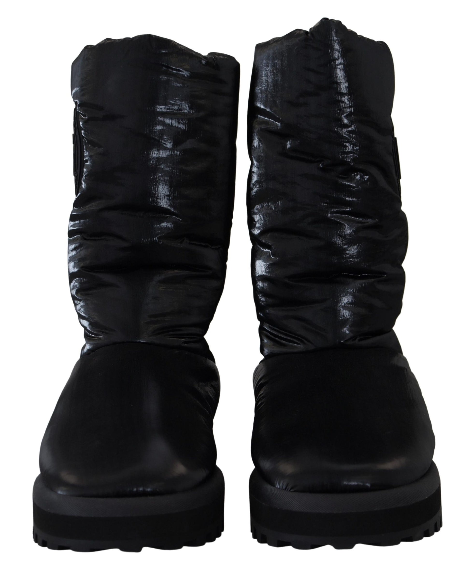 Elegant Mid-Calf Boots in Black Polyester