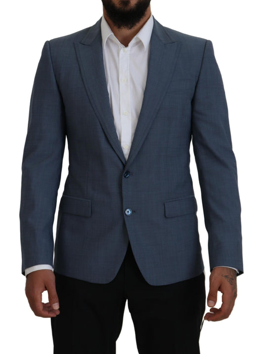 Elegante blazer deportivo azul de botonadura sencilla