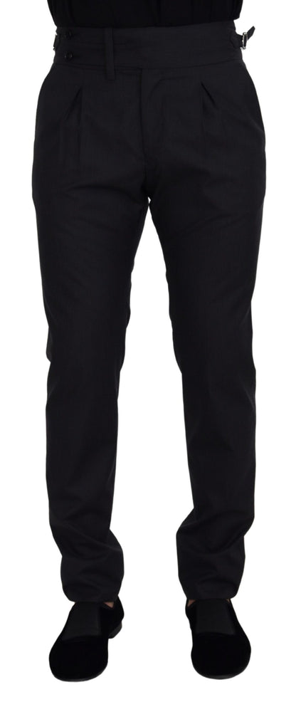 Elegant Dark Grey Wool Silk Pants