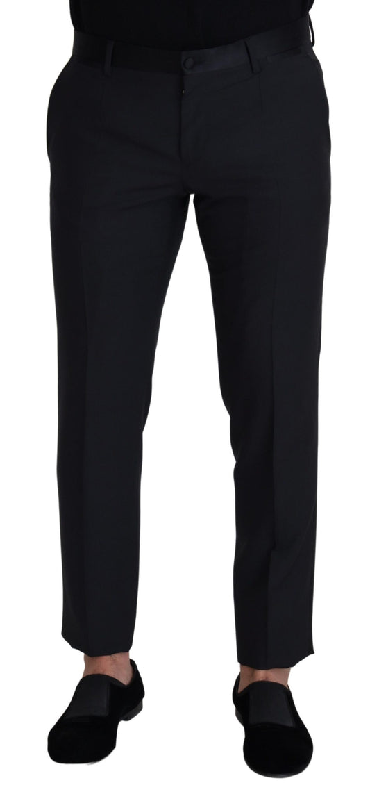 Elegantes pantalones negros de mezcla de lana