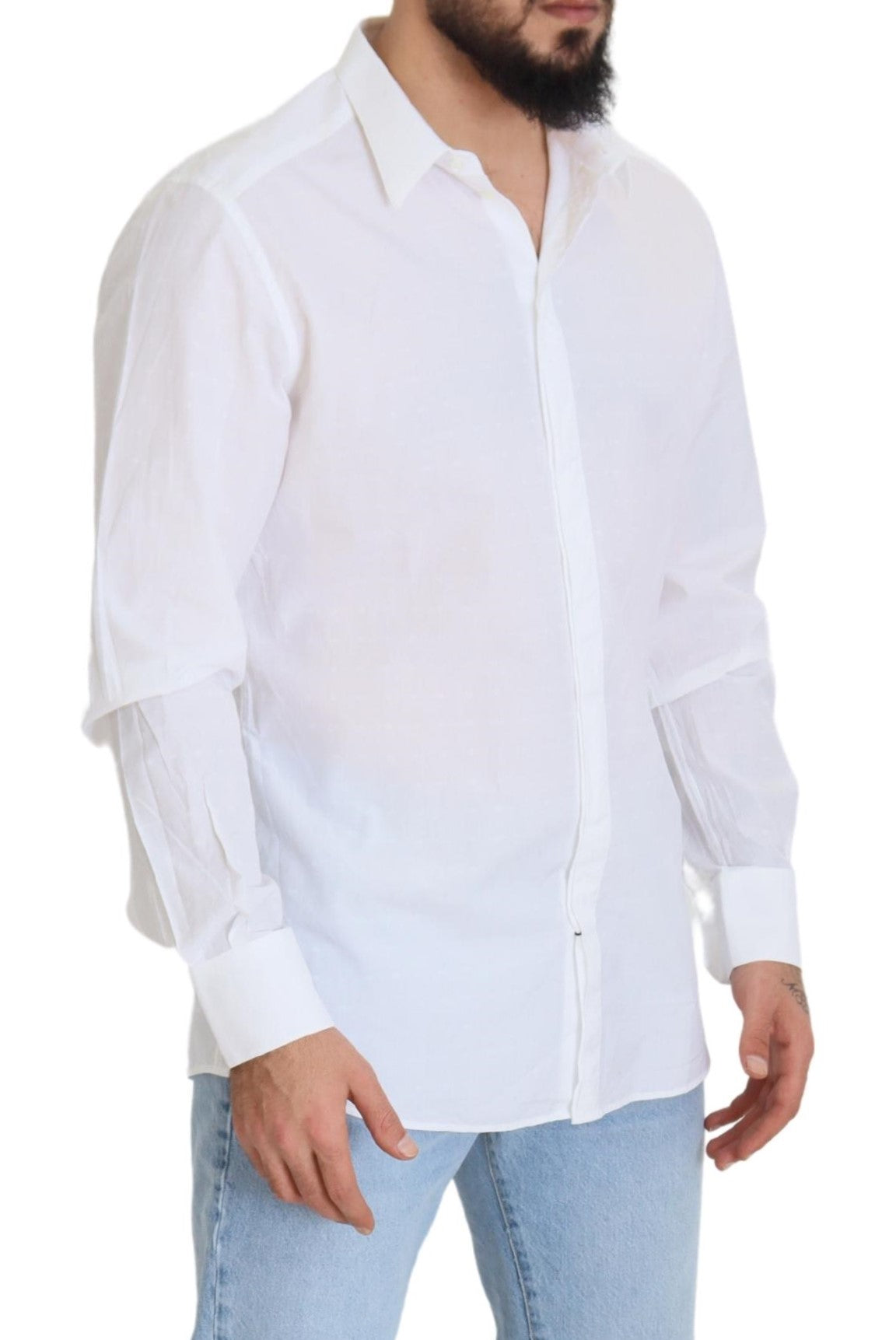 Elegance Reimagined White Cotton Dress Shirt