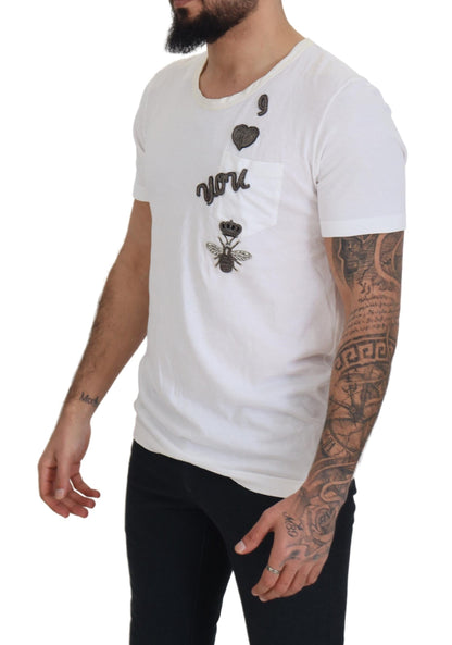 Elegant White Crewneck Cotton Silk Tee