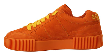 Zapatillas elegantes de ante color naranja con cordones