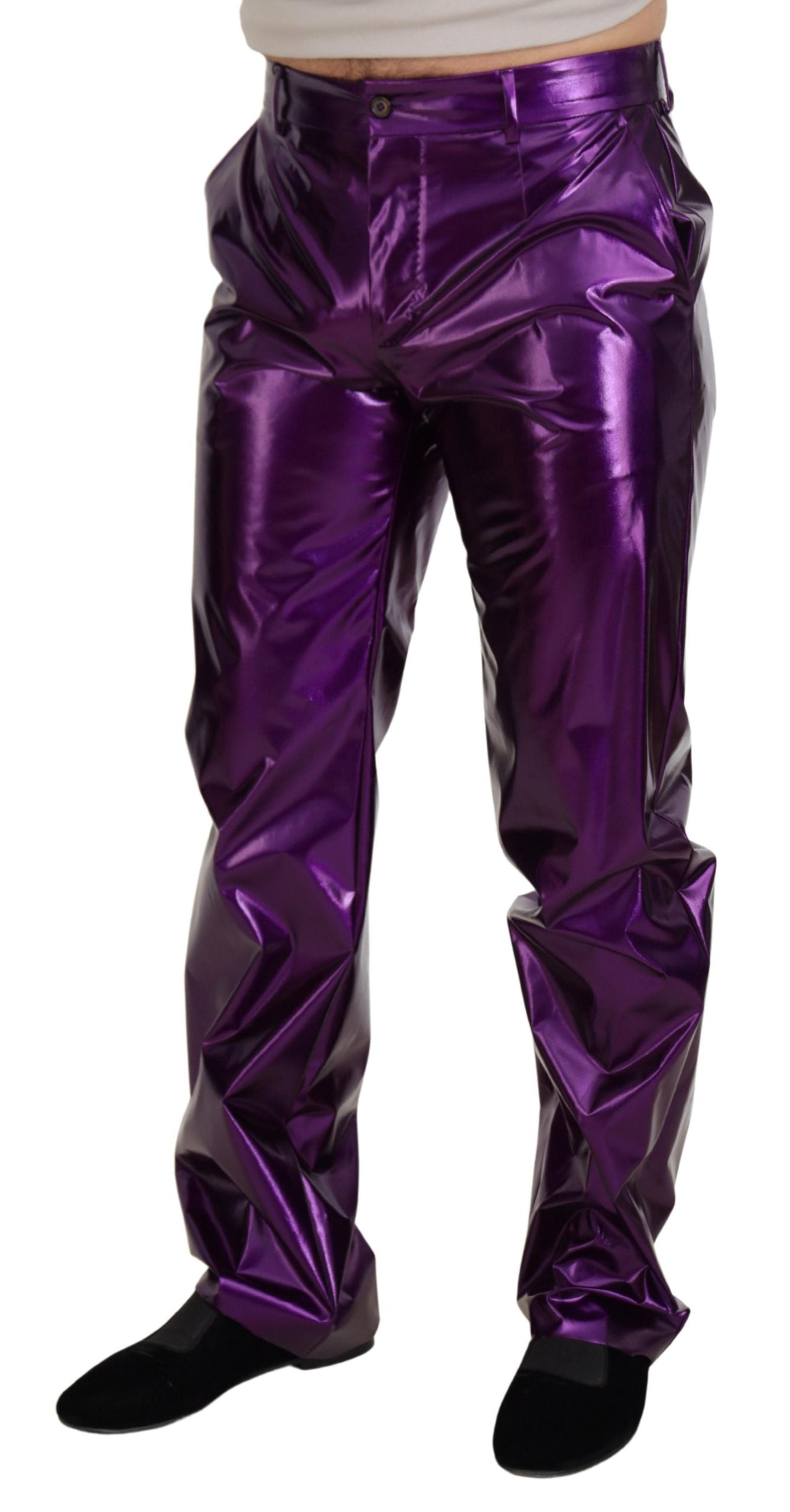 Pantalones rectos elegantes de color morado brillante