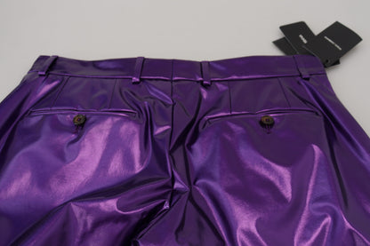 Pantalones rectos elegantes de color morado brillante