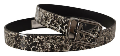 Elegant Marble Print Leather Belt