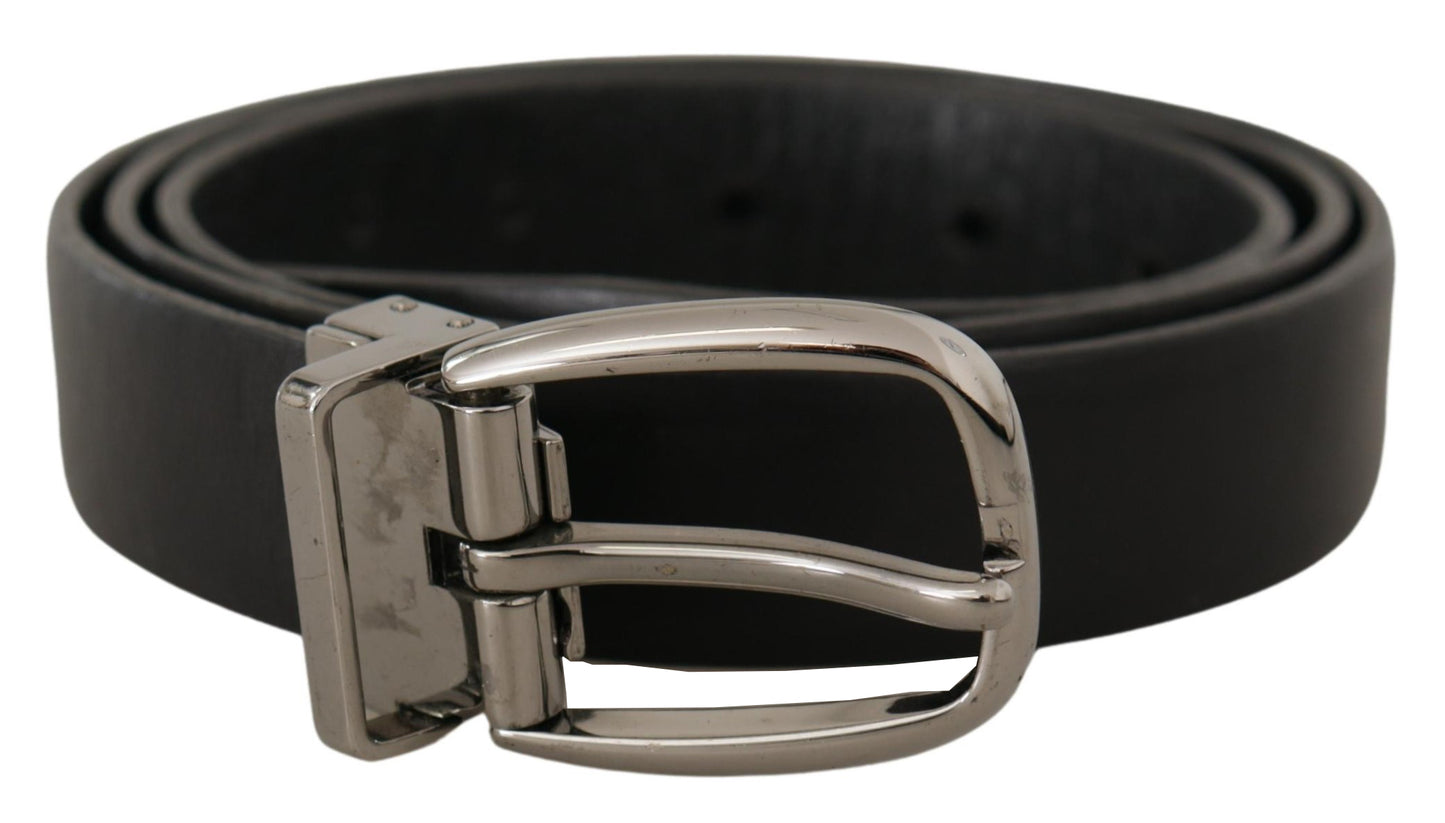 Elegant Black Leather Designer Belt