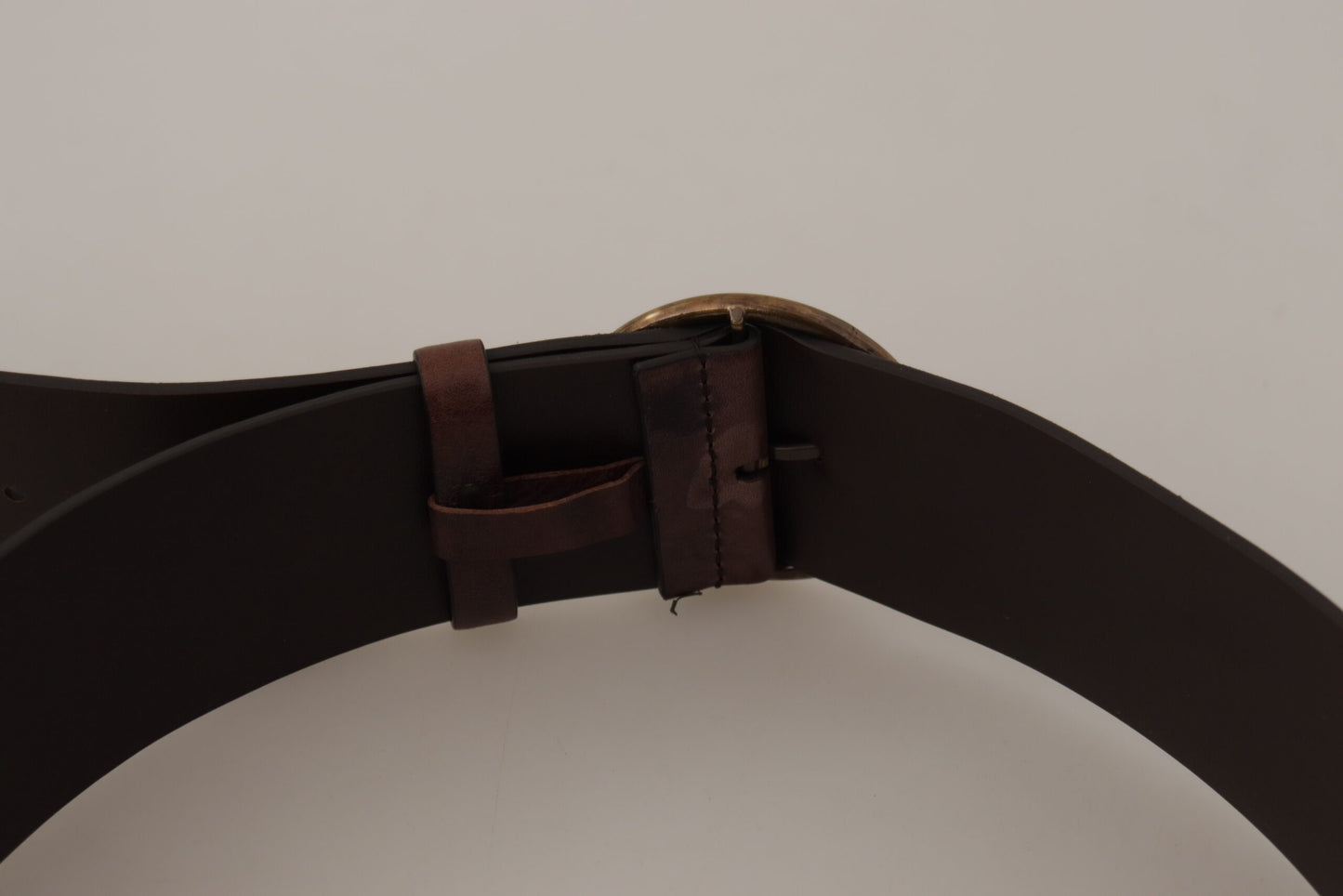 Elegant Dark Brown Leather Belt with Logo Buckle