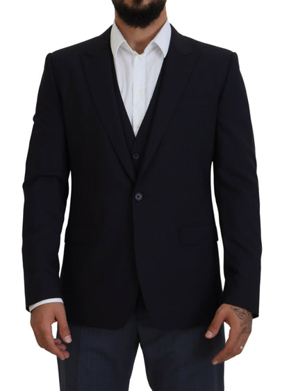 Elegante blazer tipo martini en mezcla de lana azul marino