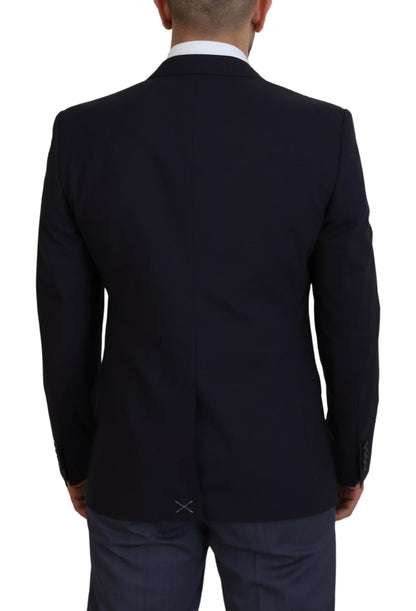 Elegante blazer tipo martini en mezcla de lana azul marino