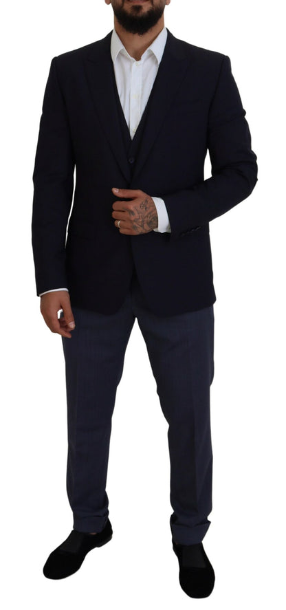 Elegante blazer tipo martini en mezcla de lana azul marino