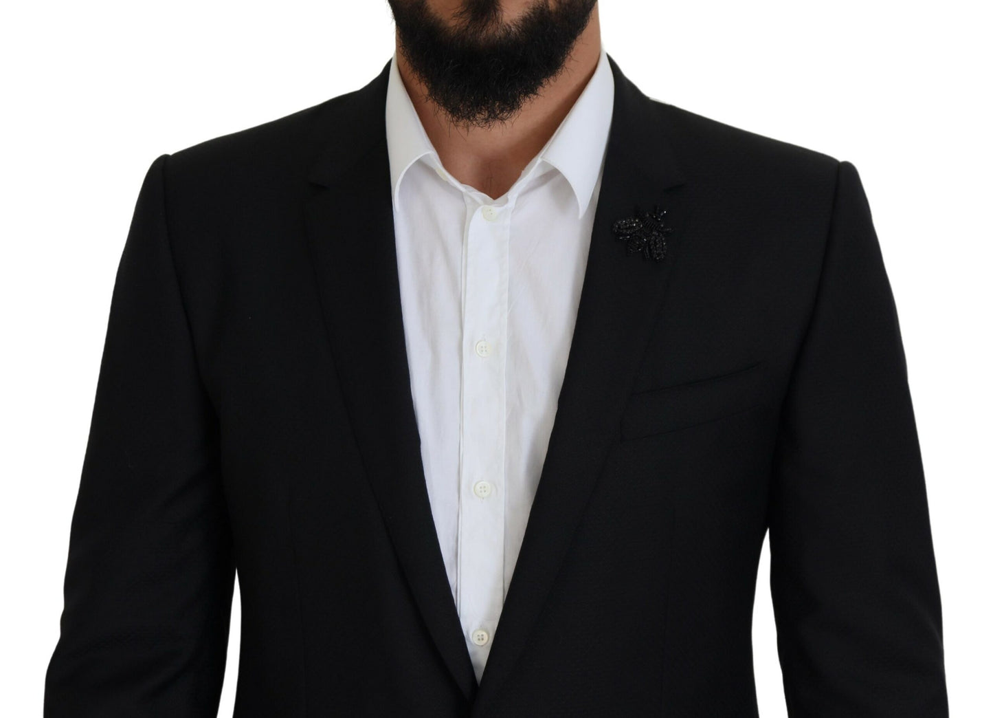 Sleek Black Two-Piece Wool Martini Suit