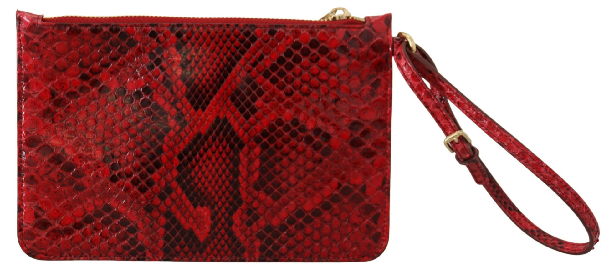 Elegante clutch Ayers de piel roja con diseño de serpiente