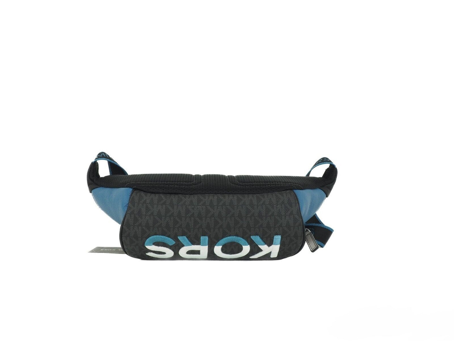 Bolso utilitario con cinturón y logotipo bordado en cuero azul de Cooper