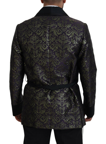 Chaqueta tipo túnica con estampado de jacquard dorado