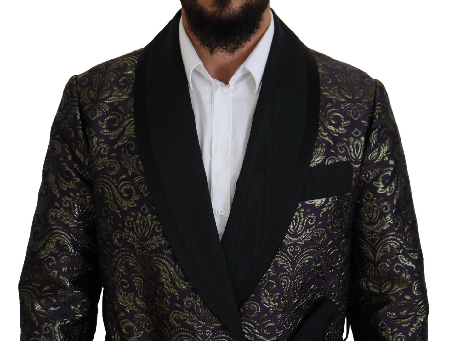 Chaqueta tipo túnica con estampado de jacquard dorado