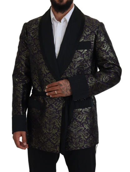 Chaqueta tipo túnica con estampado de jacquard dorado