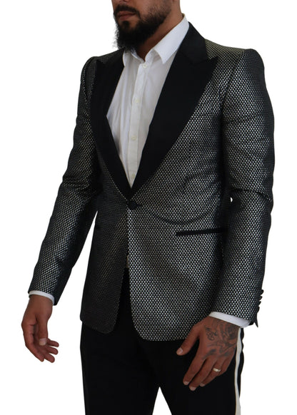 Elegante blazer de jacquard de botonadura sencilla