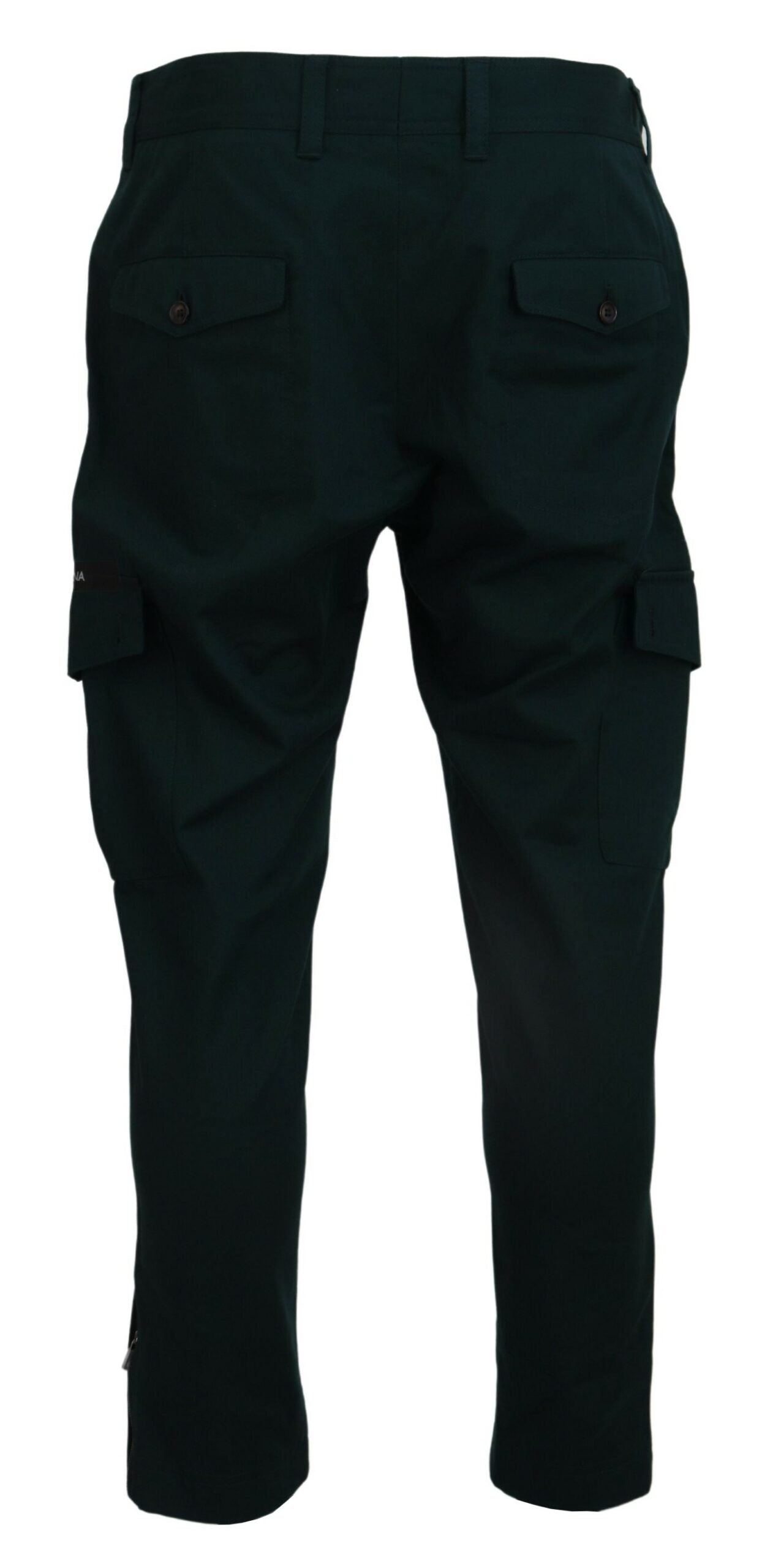 Elegantes jeans cargo de corte ajustado de color verde