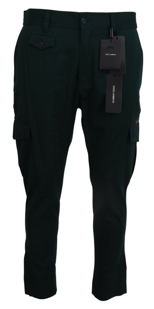 Elegantes jeans cargo de corte ajustado de color verde