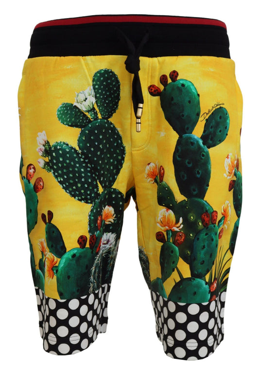 Pantalones cortos deportivos con estampado de cactus multicolor