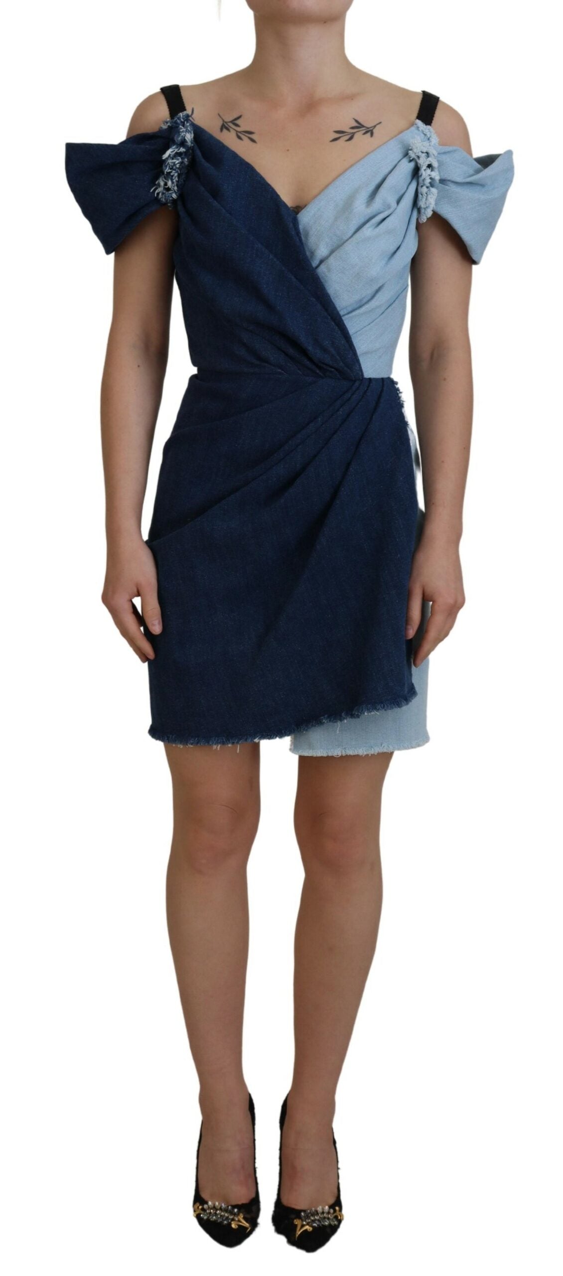 Chic Two Tone Denim Sheath Dress