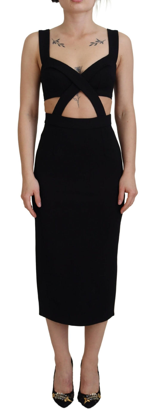 Elegant Black Midi Sheath Dress