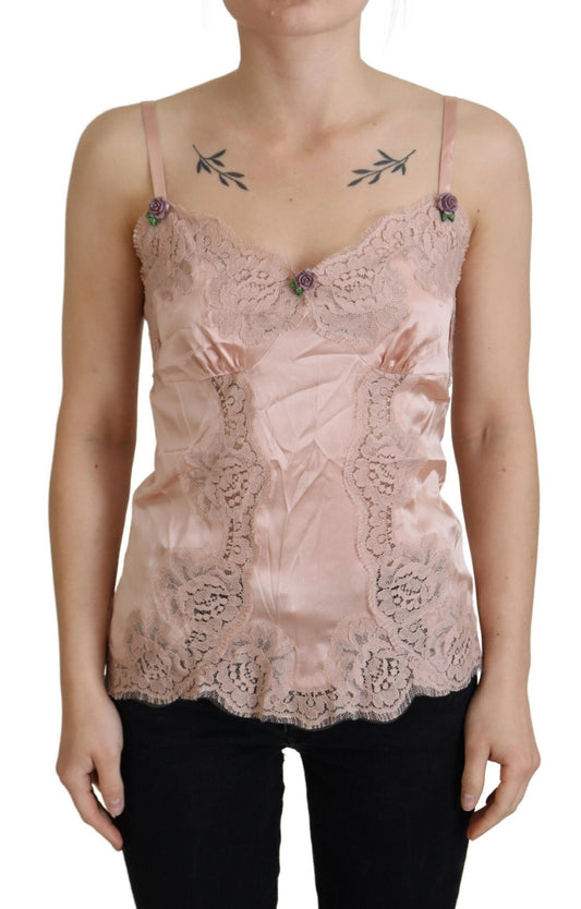 Elegante top de lencería de seda rosa