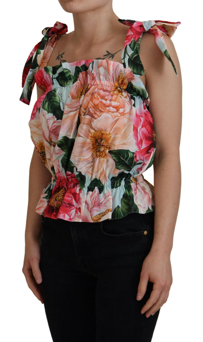 Elegant Floral Print Sleeveless Tank Top