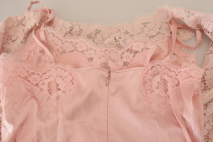 Elegant Sheer Lace Sleeveless Blouse in Pink