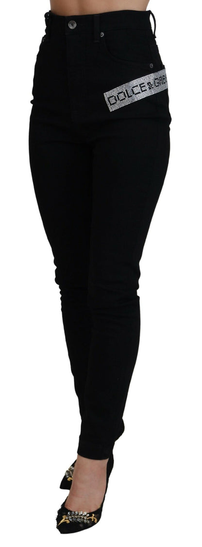 Chic High Waist Slim Fit Black Jeans