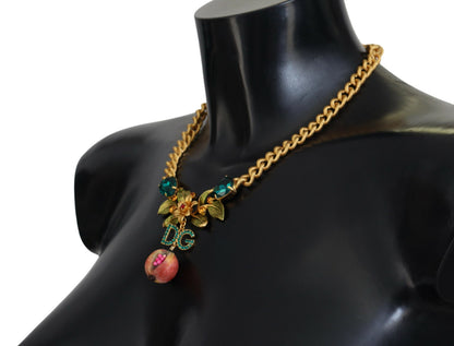 Elegant Gold-Tone Floral Fruit Necklace