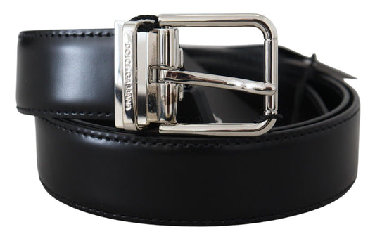 Elegant Black Calf Leather Belt