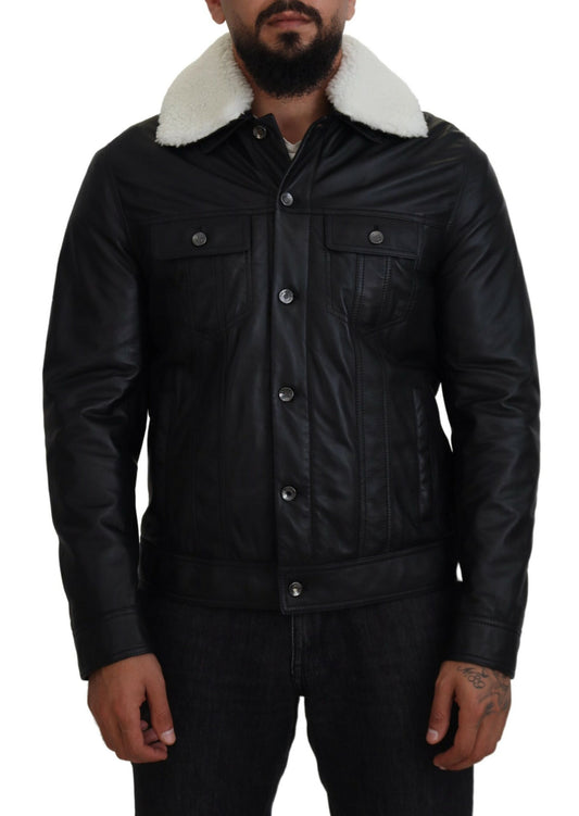 Elegante chaqueta bomber de cuero negra