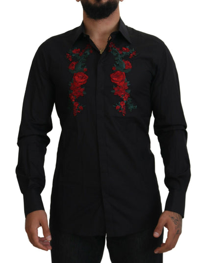 Camisa elegante de algodón con bordado floral