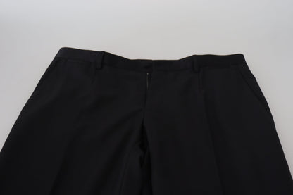 Elegante pantalón de vestir negro de mezcla de lana virgen