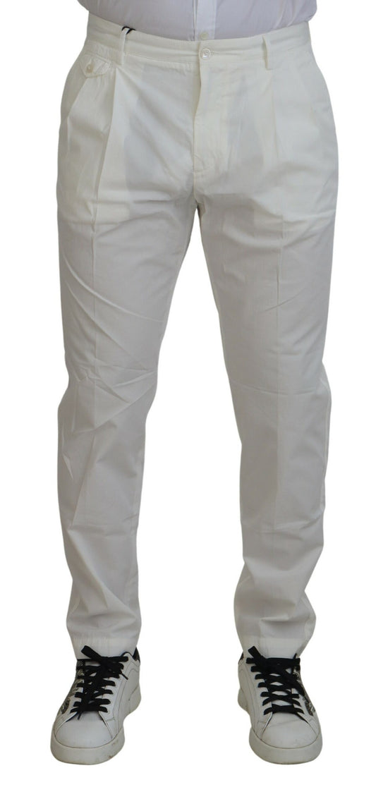 Pantalones chinos elegantes de algodón blanco