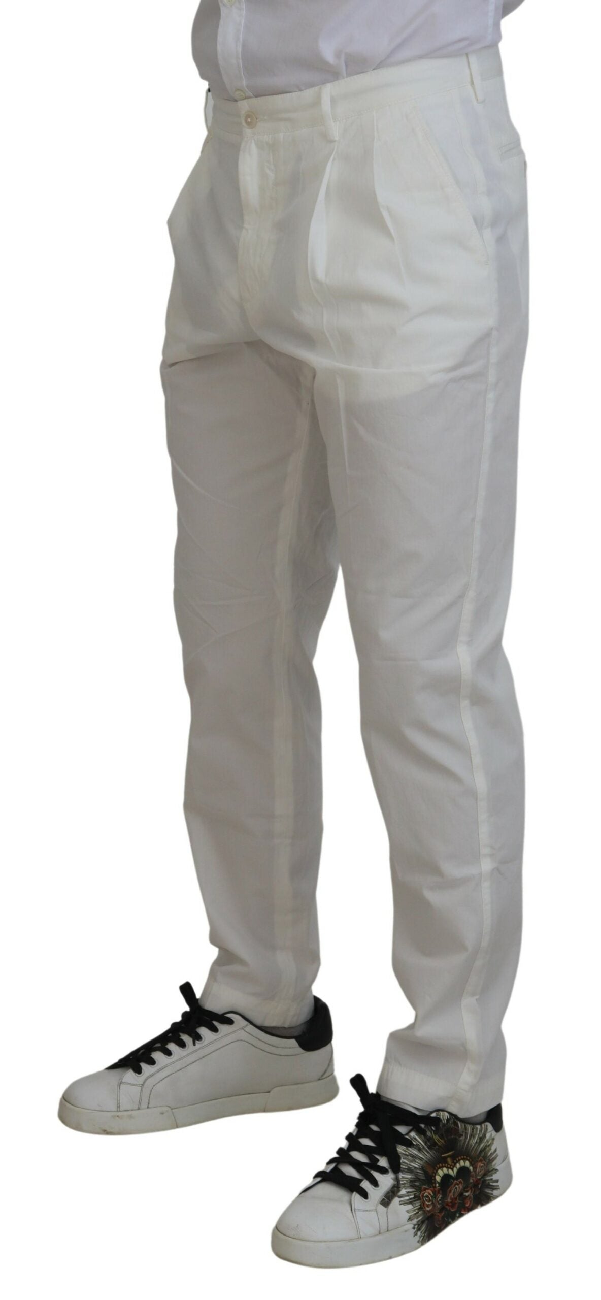 Pantalones chinos elegantes de algodón blanco