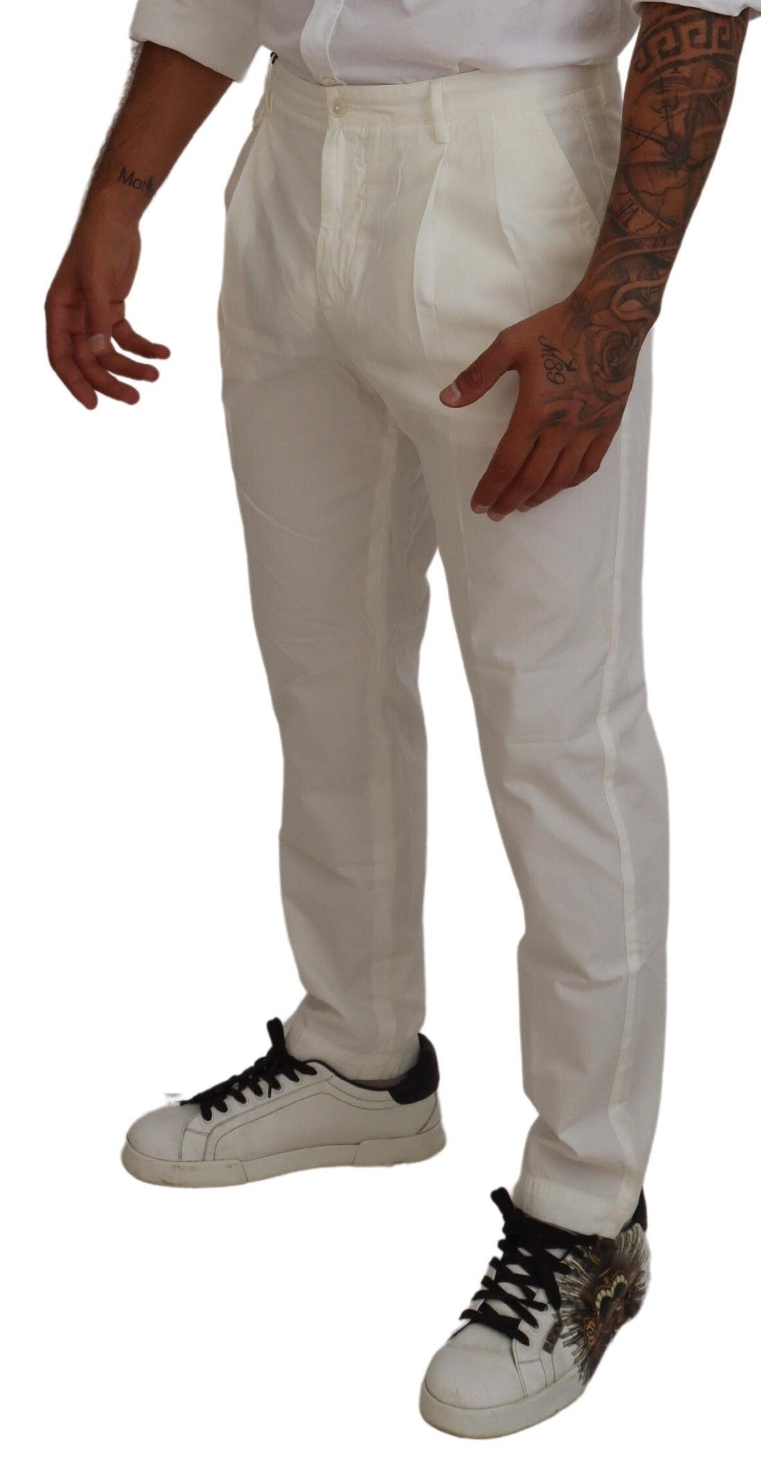 Pantalones chinos elegantes de algodón blanco