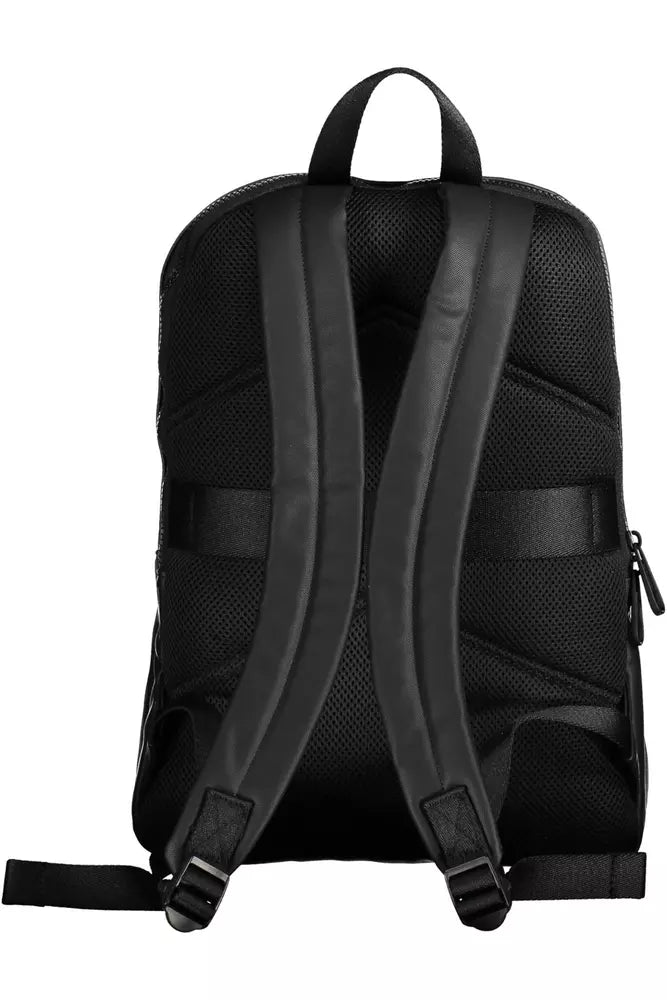 Black Polyester Men Backpack