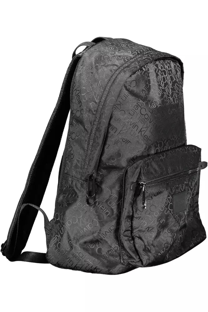 Black Polyester Men Backpack